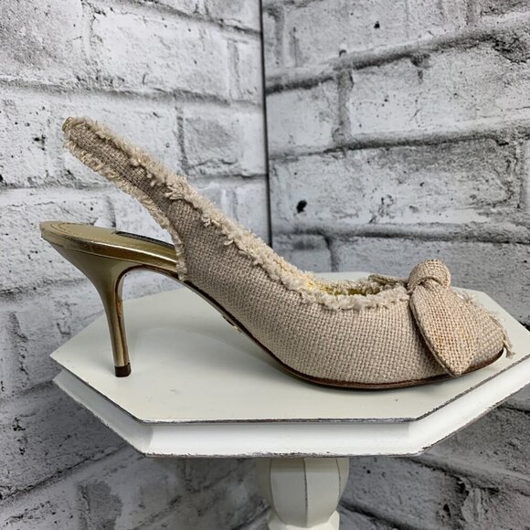 Dolce & Gabbana Sling Back Bow Peep Toe High Heel Sandal - Picture 3 of 8